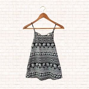 Elephant print bandana tie back square neck tank top Juniors Medium EUC OBO
